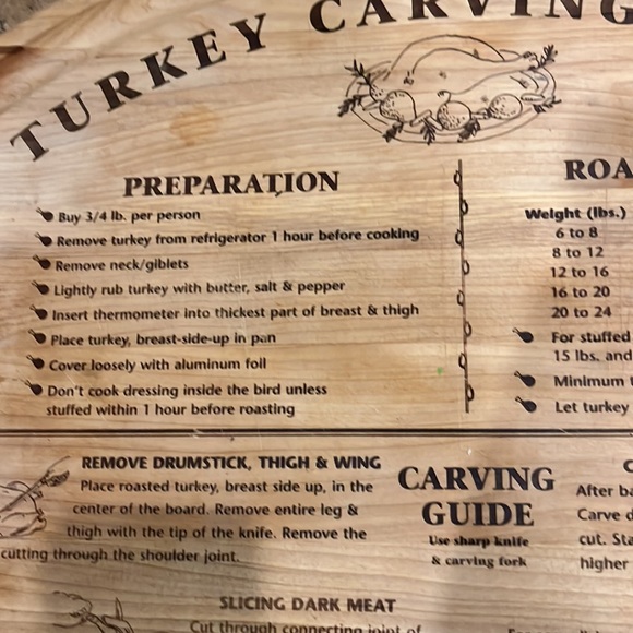 No Brand Turkey Wood Carving board with edge for drippings.20” X 16” - Picture 2 of 7